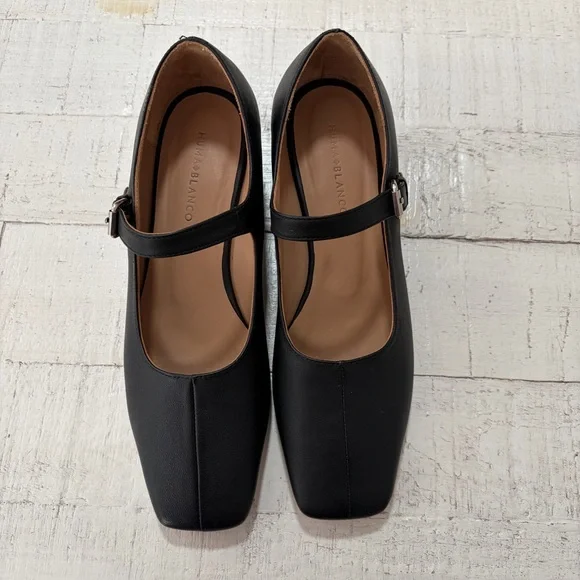 Huma Blanco Stella Mary Jane Pump EU size 38 Black Leather Pump Square Toe